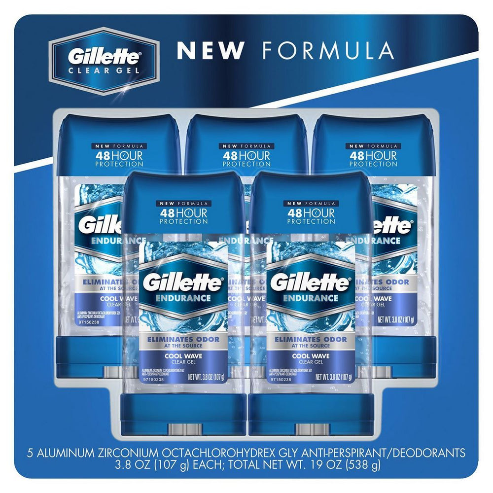 Gillette Cool Wave Clear Gel Antiperspirant Deodorant Value Pack, 5 x 107 gr