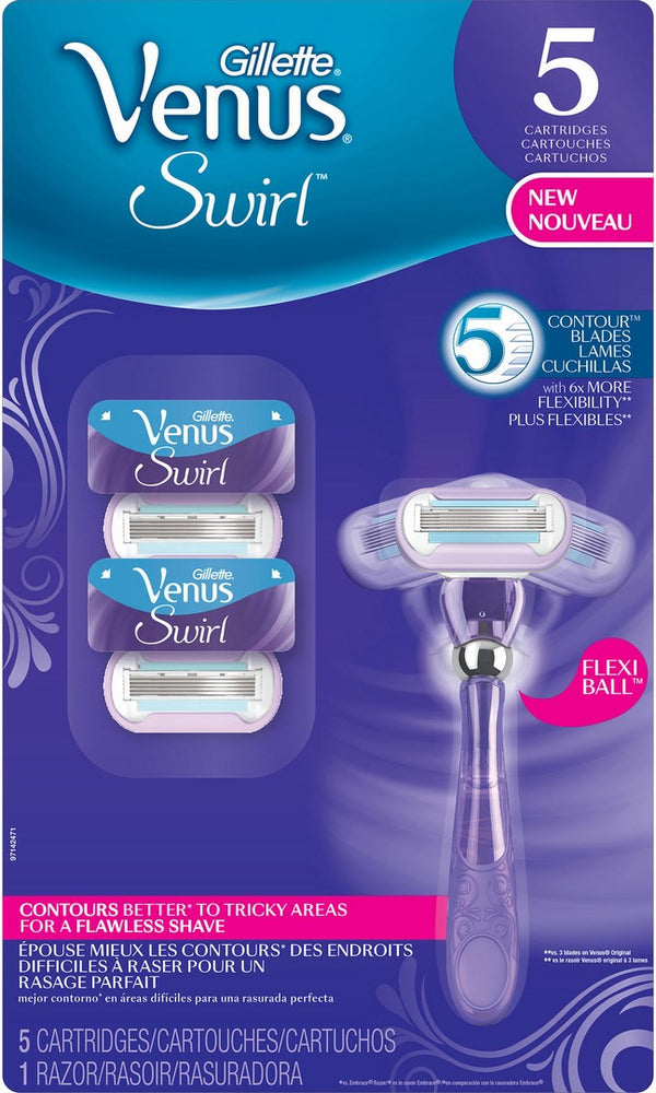 Gillette Venus Swirl Razor with Contour Baldes Cartridges, with FlexBa ...