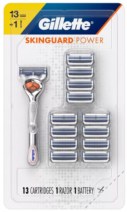 Gillette SkinGuard Power Men's Razor Handle With Cartridges , 13 + 1 ct