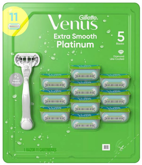 Gillette Venus Extra Smooth Platinum, 1 Razor + 11 Cartridges , 12 ct