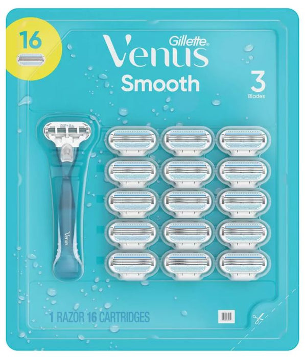 Gillette  Venus Smooth Women's Razor With Refills, 1 Razor & 16 Cartridges , 17 pcs