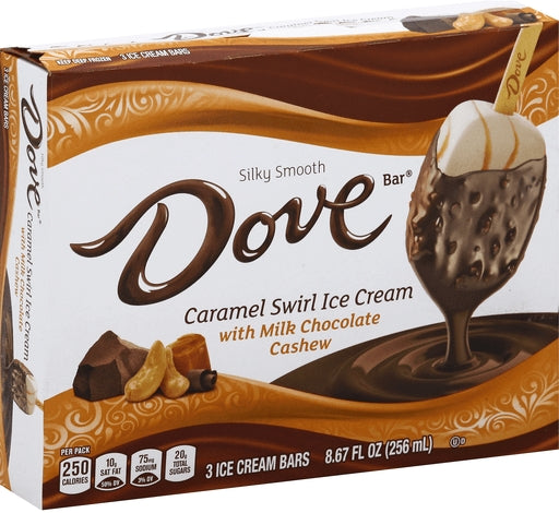 Dove Caramel Swirl Ice Cream Bars, 3 ct