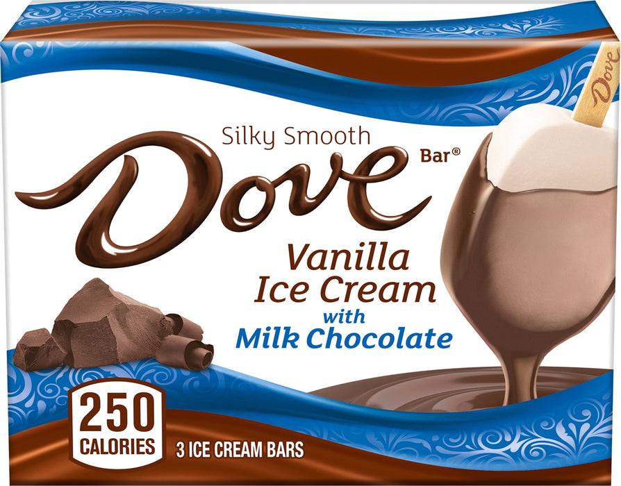 Dove Vanilla Ice Cream Bars with Milk Chocolate, 3 ct