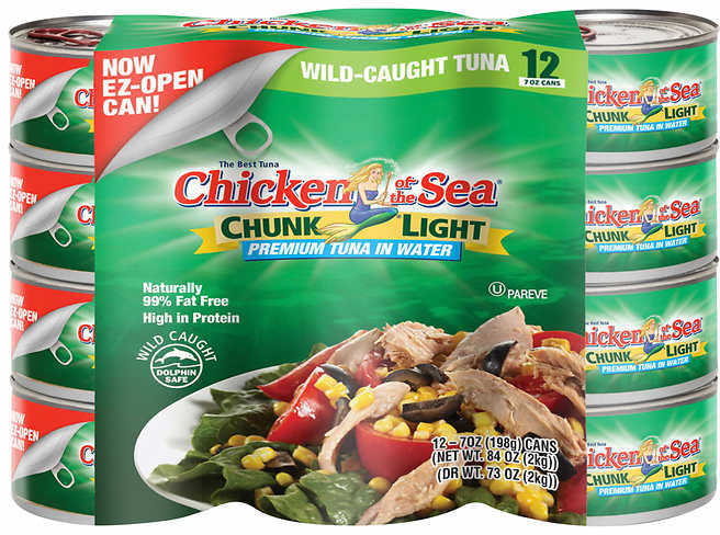 Chicken Of The Sea Light Premium Tuna In Water, 12-Pack, 12 x 7 oz