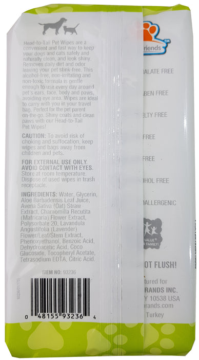 Pets and Friends Fragrance Free Wipes, 60 ct