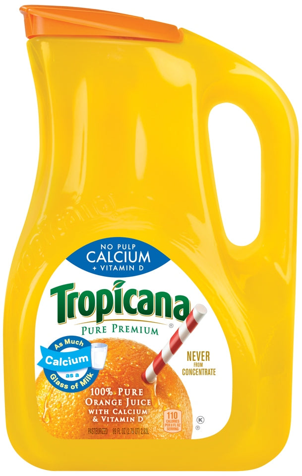 Tropicana 100% Pure Orange Juice, No Pulp, Calcium & Vitamin D, 2.63 L