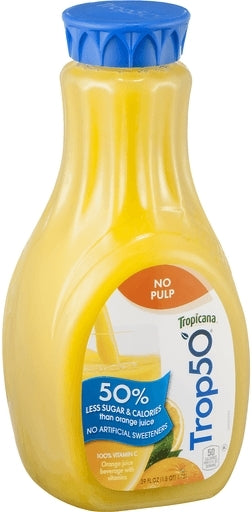 Tropicana Trop50 No Pulp Orange Juice, 59 oz