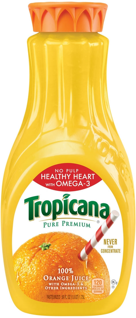 Tropicana Pure Premium No Pulp Healthy Heart with Omega-3 Orange Juice, 59 oz