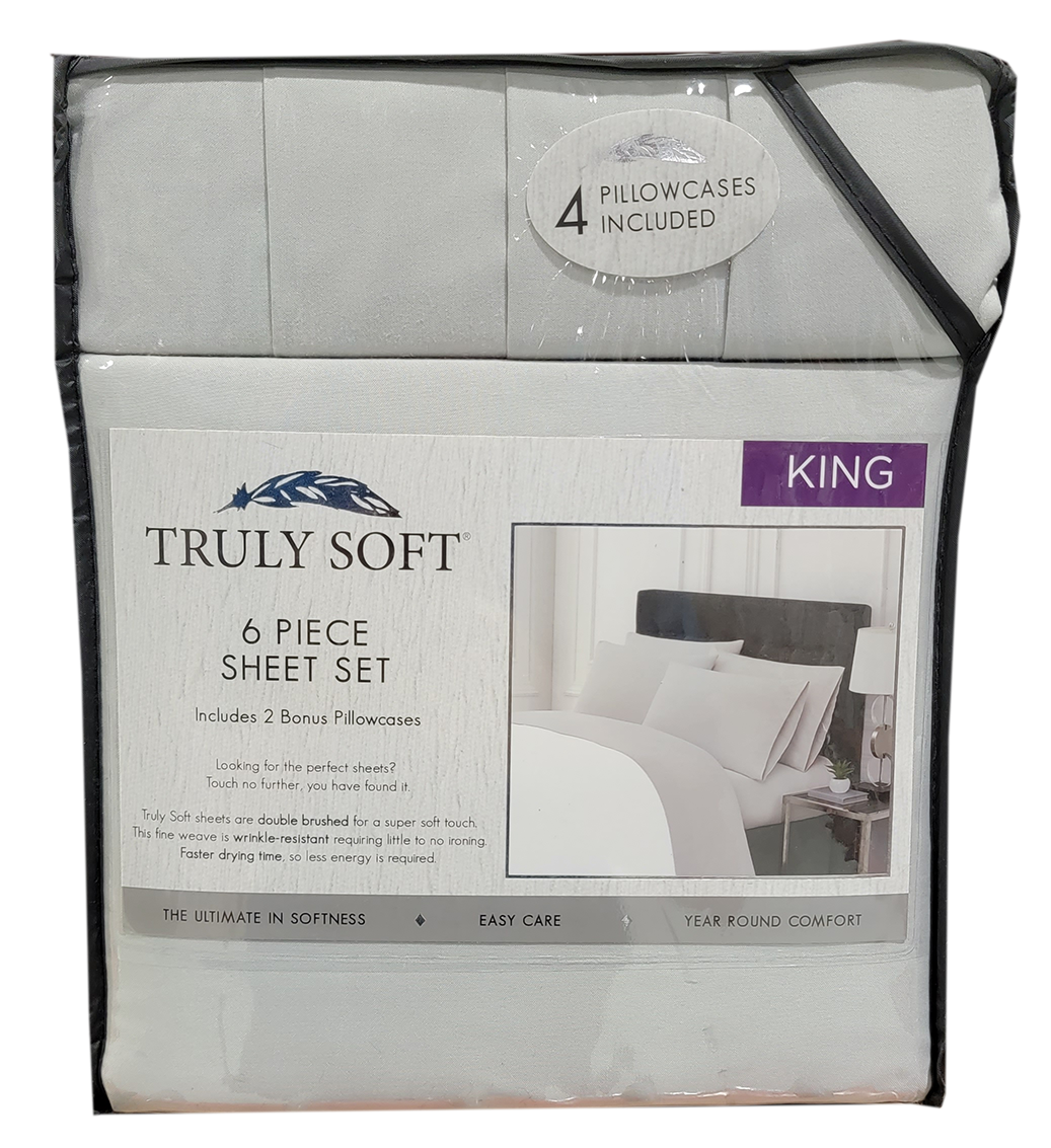 Truly Soft 6 Piece Sheet Set, Grey, KING —