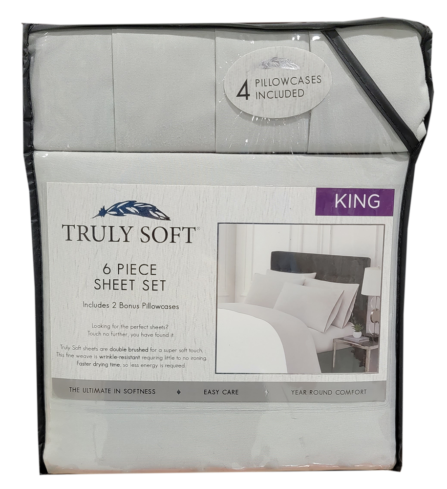 Truly Soft 6 Piece Sheet Set, Grey, KING —
