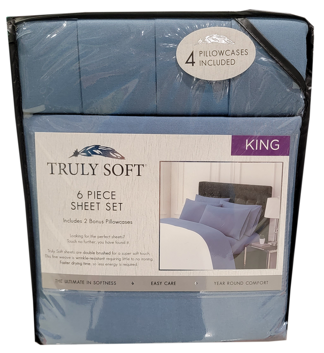 Truly Soft 6 Piece Sheet Set, Blue, KING —