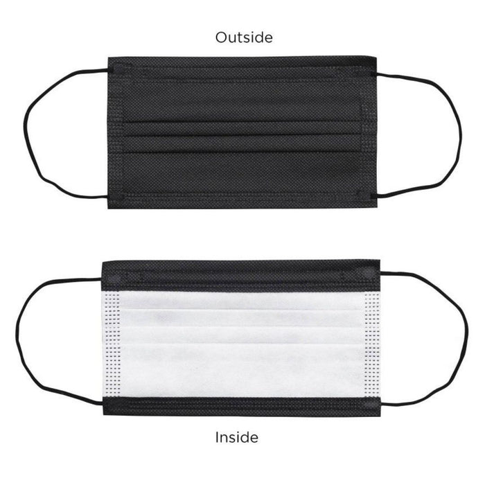 Fares Safety Co 3-Layer Disposable Black Face Mask, 50 ct