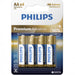 Philips Premium Alkaline AA Batteries, 4 ct