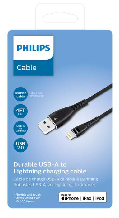 Philips USB-A To Lightning Cable Charging Cable , 1.2 m