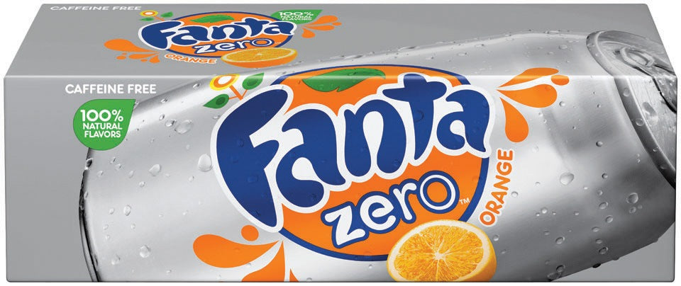 Fanta Zero Orange Flavored Soda Cans, Caffeine Free, Zero Calories, Value Pack, 12 x 12 oz