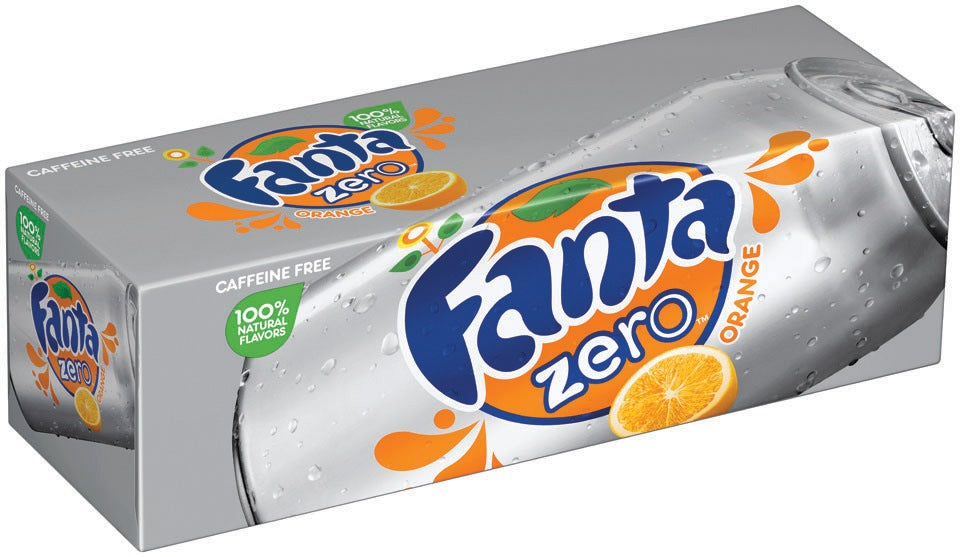 Fanta Zero Orange Flavored Soda Cans, Caffeine Free, Zero Calories, Value Pack, 12 x 12 oz