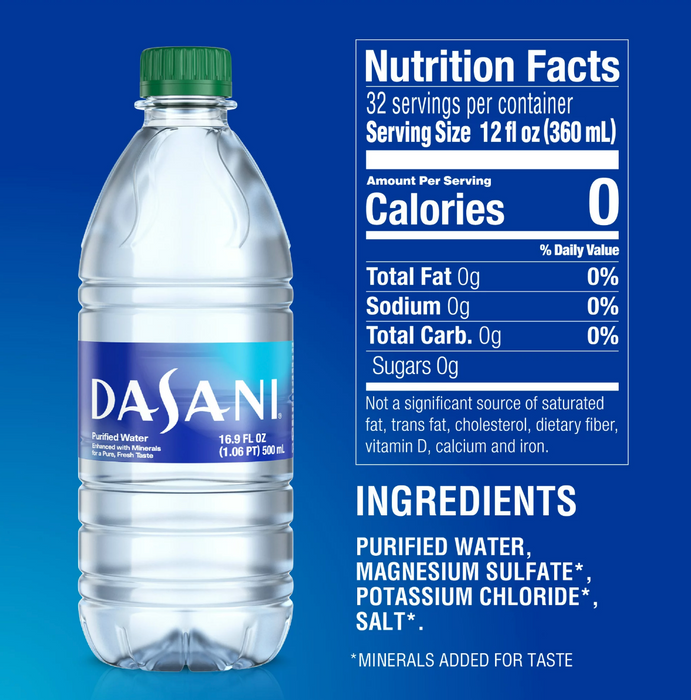 Dasani Purified Enhanced Mineral Water, 32-Pack , 32 x 500 ml