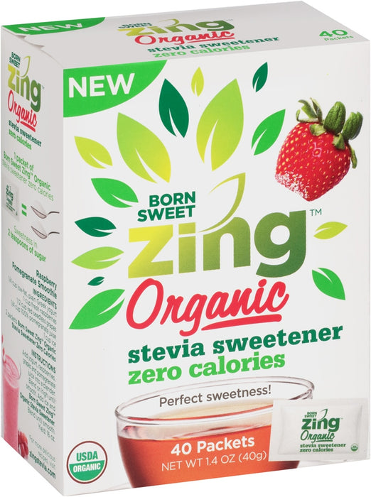 Born Sweet Zing Organic Stevia Sweetener, 40 pc