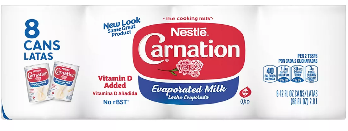 Nestle Carnation Evaporated Milk, 12-Pack , 8 x 12 oz