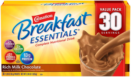Carnation Breakfast Essentials Complete Nutritional Drink, Rich Milk Chocolate , 30 x 1.26 oz