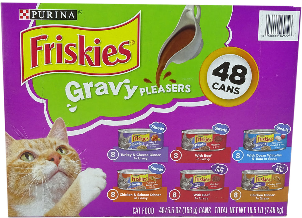 Purina Friskies Gravy Cat Food, Variety Pack, 48 x 5.5 oz