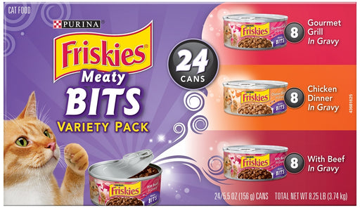 Purina Friskies Meaty Bits Cat Food Variety Pack, 24 x 5.5 oz