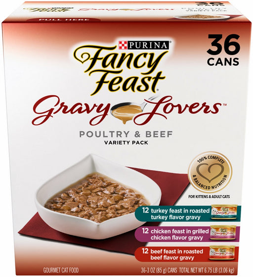 Purina Fancy Feast Gravy Lovers Poulty & Beef Variety Pack, 36 ct 