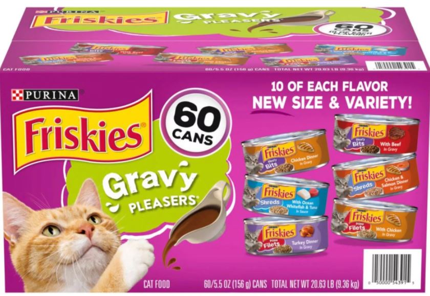 Purina Friskies Gravy Pleasers Cat Food, Variety Pack , 60 x 5.5 oz