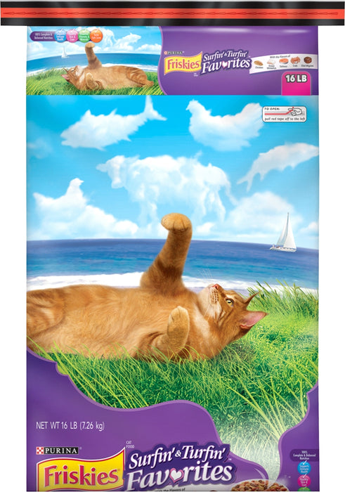 Purina Friskies Surfin' & Turfin' Favorites Adult Dry Cat Food, 7,26 kg