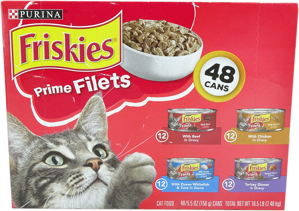 Purina Friskies Cat Food Prime Filets Variety Pack, 48 x 5.5 oz