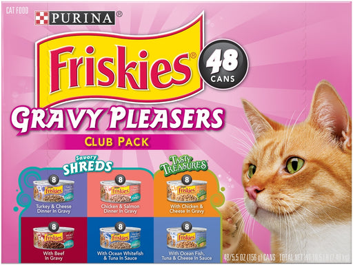 Purina Friskies Gravy Pleasers Cat Food Club Variety Pack, 48 x 5.5 oz