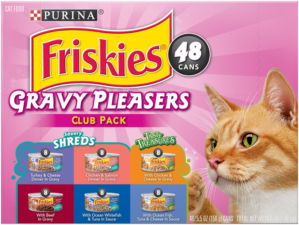 Purina Friskies Gravy Pleasers Cat Food Club Variety Pack, 48 x 5.5 oz