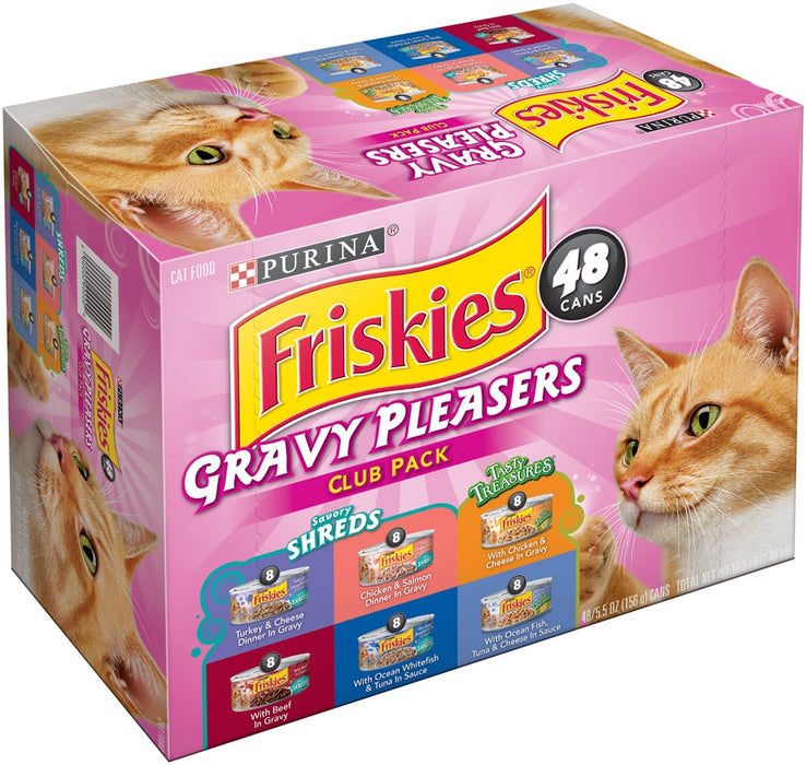 Purina Friskies Gravy Pleasers Cat Food Club Variety Pack, 48 x 5.5 oz