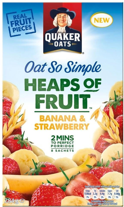 Quaker Oats So Simple Heaps Of Fruit Banana & Strawberry , 8 x 35.5 g