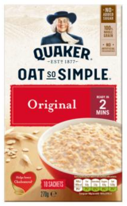 Quaker Oat So Simple With No Sugar Added, Original , 10 ct