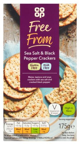 Coop Free From Sea Salt & Black Pepper Crackers , 175 gr