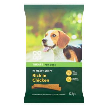 Co-op Treats For Dogs Meaty Strips Rich In Chicken, 20 Pieces, 172 gr