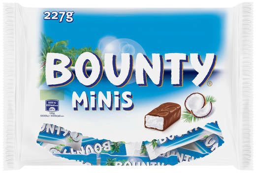 Bounty Minis Coconut Flavored Chocolates, 227 g