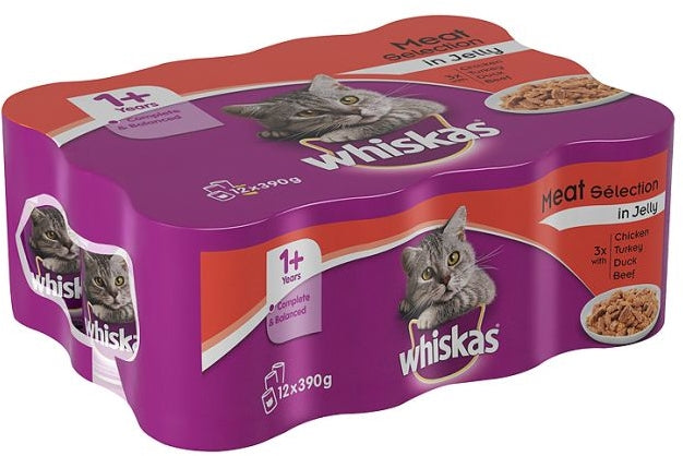 Whiskas Meat Selection in Jelly Cat Food Variety, 100% Complete & Balanced, 12 x 390 gr