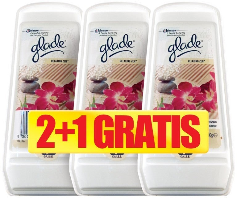 Glade Airfreshener Gel 3-Pack, Relaxing Zen, 3 x 150 gr