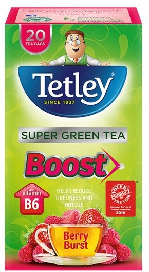 Tetley Super Green Tea, Berry Burst, 20 ct