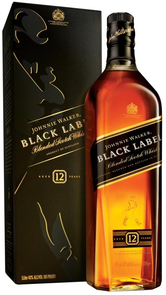 Johnnie Walker Black Label Blended Scotch Whisky, 12 years, 1 L