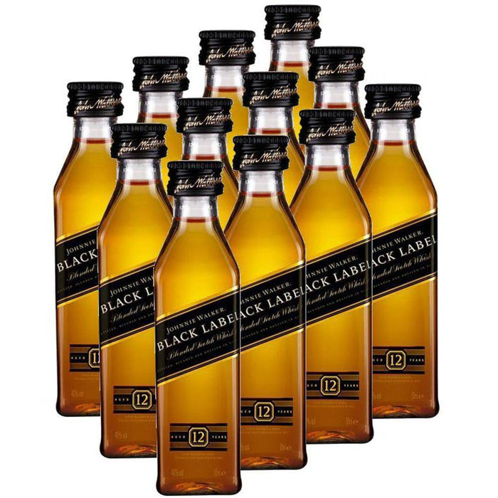 Johnnie Walker Black Label Whisky Mini's 12-Pack, 12 x 50 ml