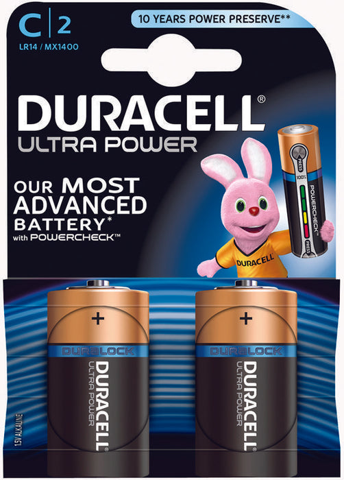 Duracell Ultra Power With Duralock C Batteries, 2 ct