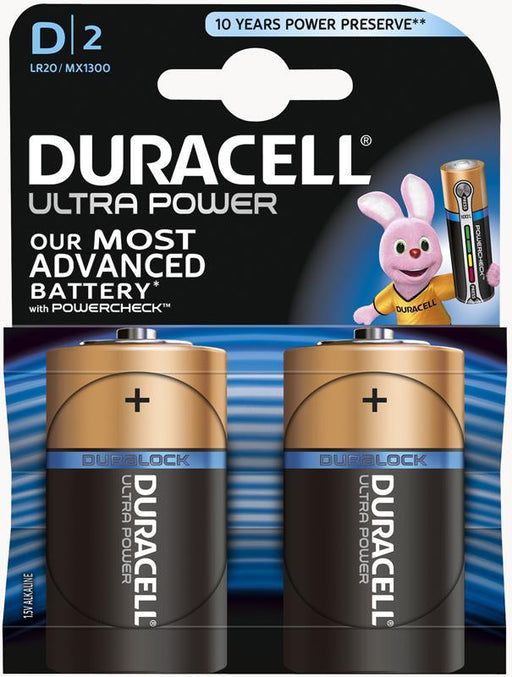 Duracell Ultra Power Batteries, D2, 2 ct