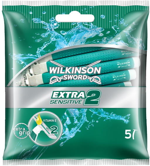 Wilkinson Extra 2 Sensitive Disposable Razors, Value Pack, 5 ct