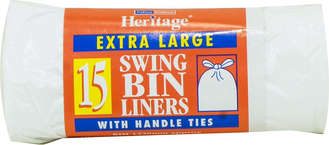 Heritage Swing Bin Liners with Tie, Extra Large, 15 ct
