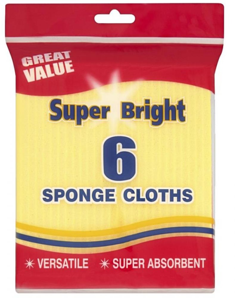 Super Bright Sponge Cloths Value Pack, 6 pc
