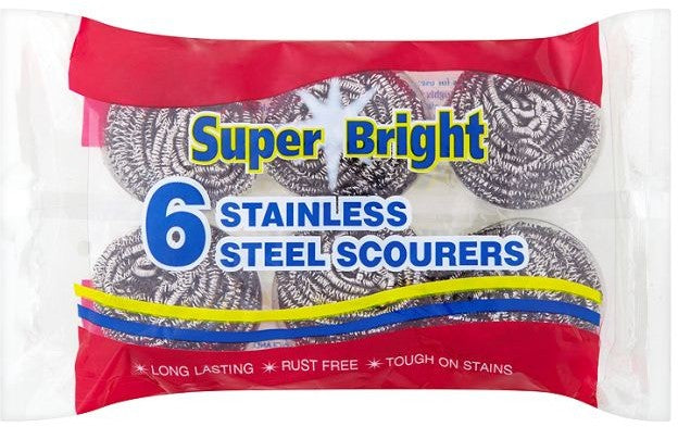 Super Bright Stainless Steel Scourers Value Pack, 6 ct