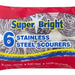 Super Bright Stainless Steel Scourers Value Pack, 6 ct